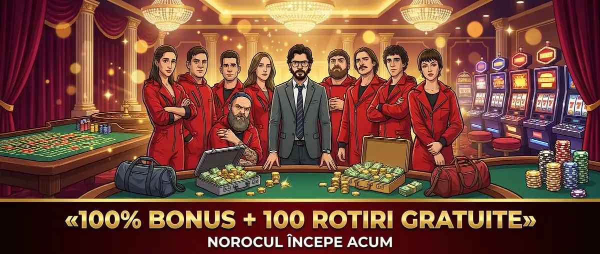 100% bonus și 100 rotiri gratuite